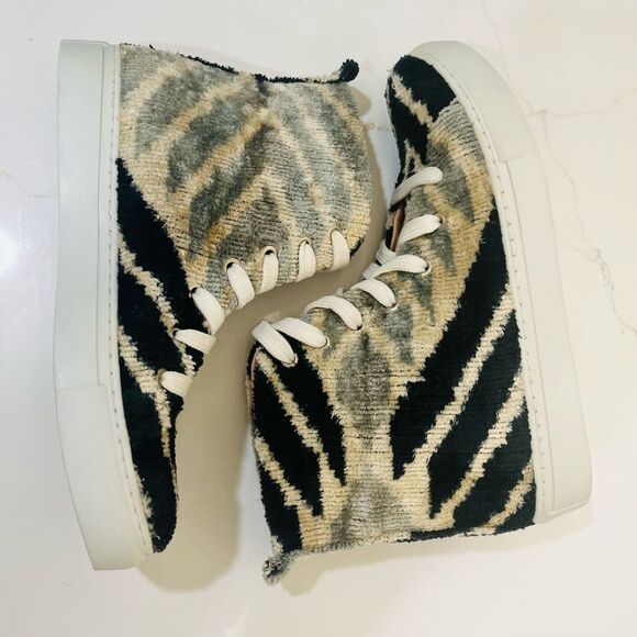 Elysian Silk Velvet Ice Blue Chevon High Tops - Picture 7 of 14